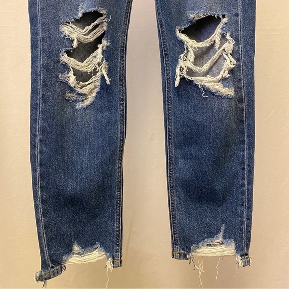 Bridge By Gly 28 (7) Mom Jeans High Rise Womens Distressed 100% Cotton Frayed - Picture 8 of 15